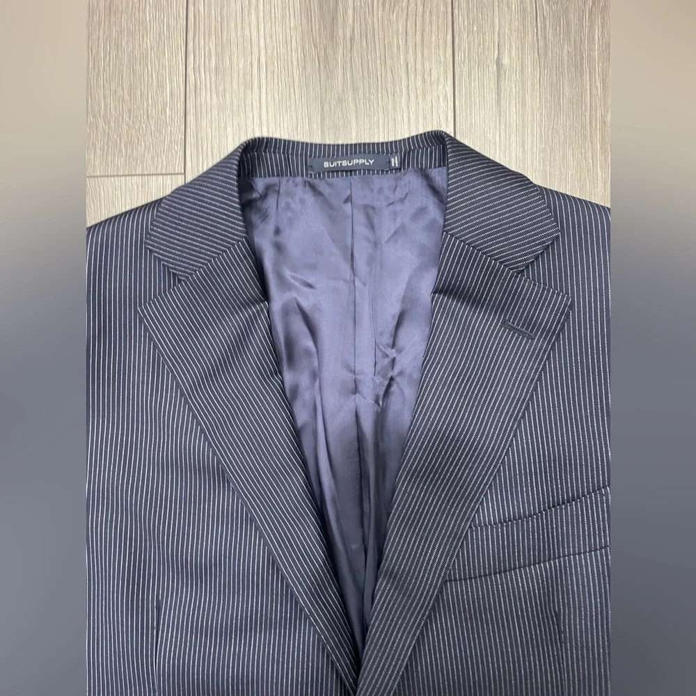 SuitSupply Lazio Single Breasted Int Slim 42R Blue‎ Stripe Blazer Sport Coat